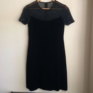 ⛸ Black velvet beaded skater dress